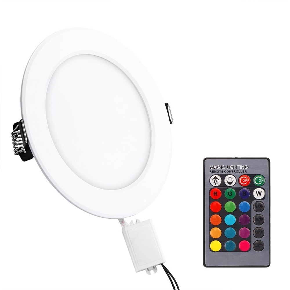 LED Recessed 12W 220V Downlight RGB Round Recessed Lamp (16colors) With Remote Control Led Ceilling Lamp LED Driver Included