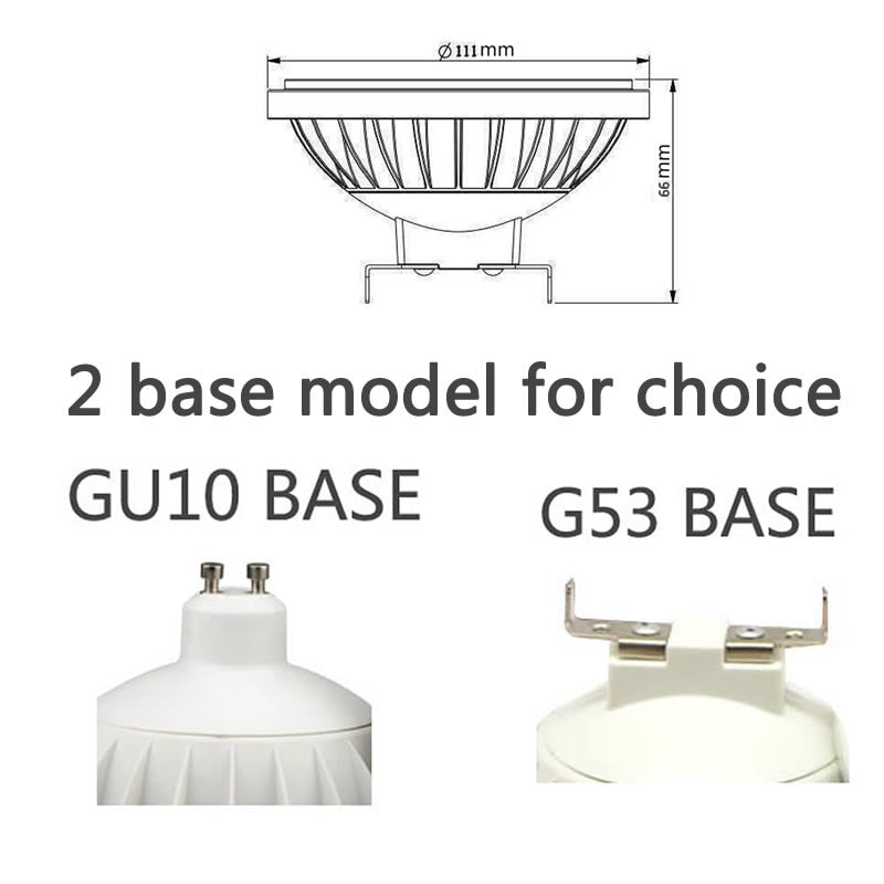 Super bright AR111 LED Spotlight Down-Lamp QR111 Downlight G53 GU10 Base AC 220V DC 12V High quality Warm white Cold white