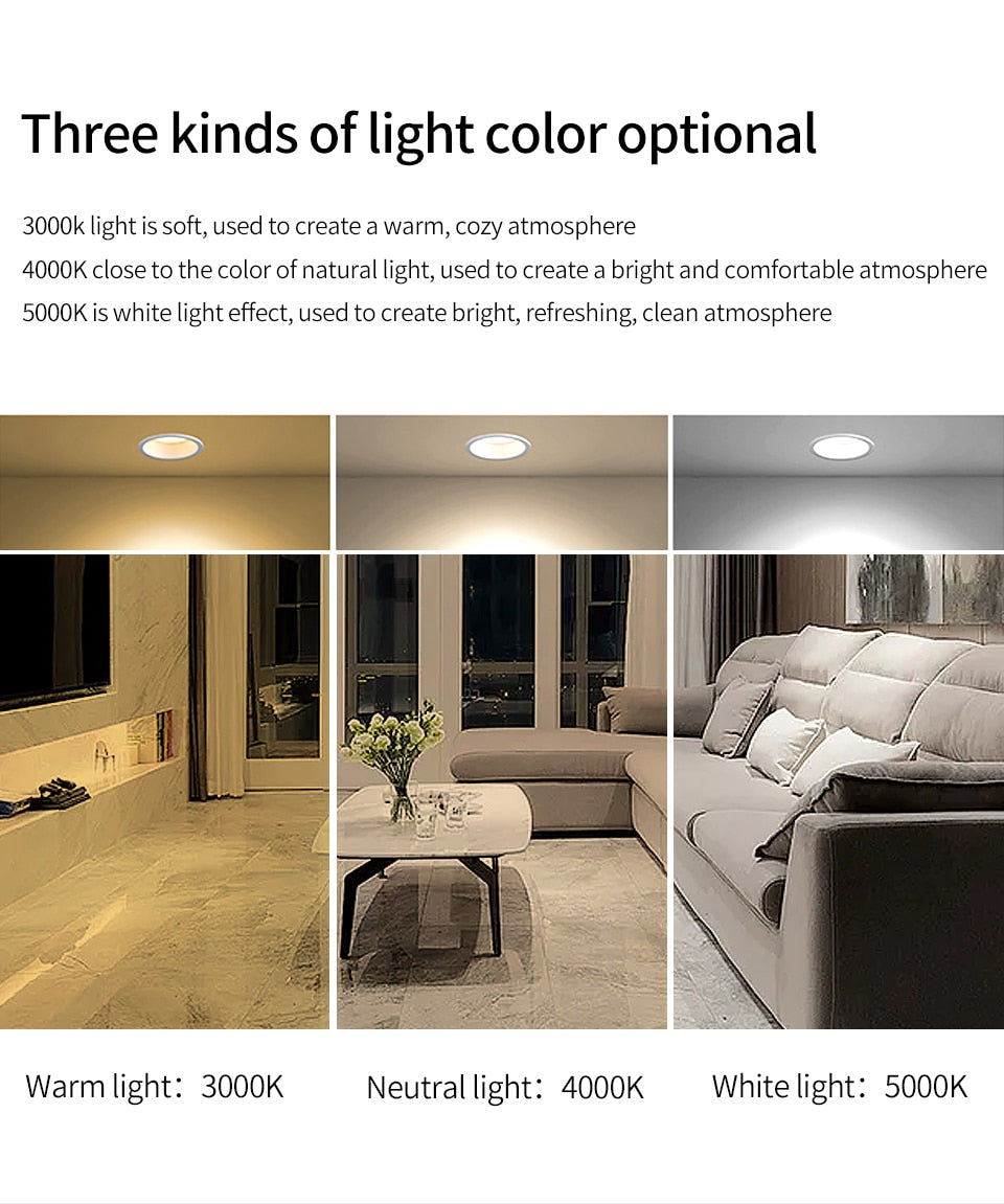 LED Recessed Downlight Indoor Narrow Border Down Light 8W 12W 16W LED Lamp Living Room Aluminum Ceiling High Quality Downlights