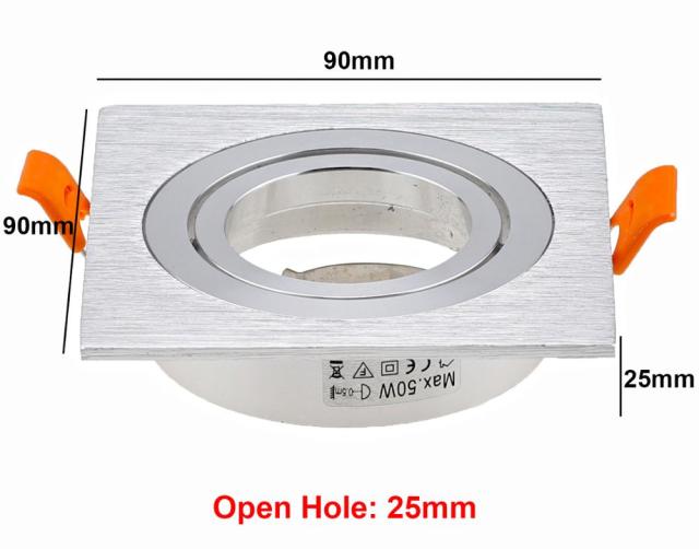 Aluminum GU10 MR16 Downlight Holder Black Silver White GU10 Fixture Frame Square MR16 Spot Light Bracket