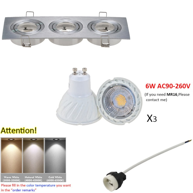 Aluminum GU10 MR16 Downlight Holder Black Silver White GU10 Fixture Frame Square MR16 Spot Light Bracket