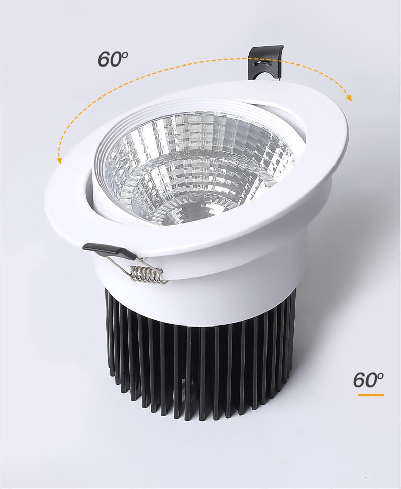 ACETIDE Recessed Dimmable LED Ceiling Light Lamp 3W/ 5W/ 7W/ 9W /12W/ 15W Round COB Spotlight LED Downlights AC85-265V