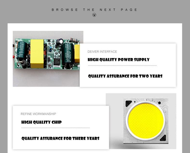 ACETIDE Recessed Dimmable LED Ceiling Light Lamp 3W/ 5W/ 7W/ 9W /12W/ 15W Round COB Spotlight LED Downlights AC85-265V