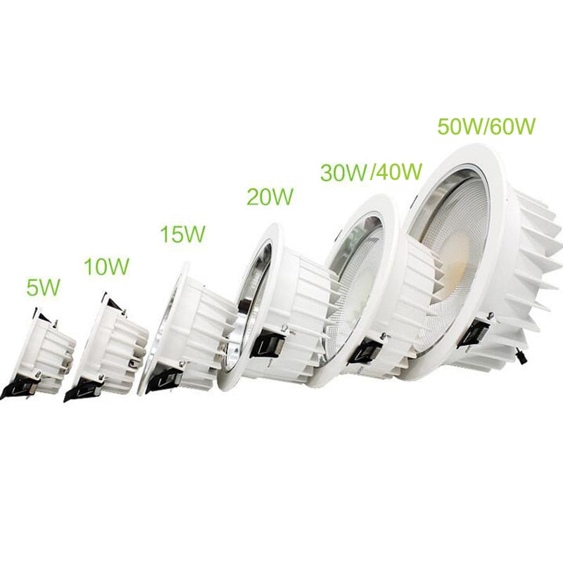 Dimmable LED Downlights 20W 30W 40W 50W 60W COB LED Recessed Ceiling Lamp Warm Cool White LED Spot Light