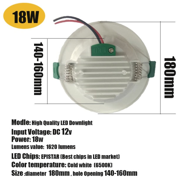 LED Ceiling Lights For Room 18W 15W 12W DC12V Downlights Ceiling Spots LED Fixture Ceiling lamps For Indoor living Room Lighting