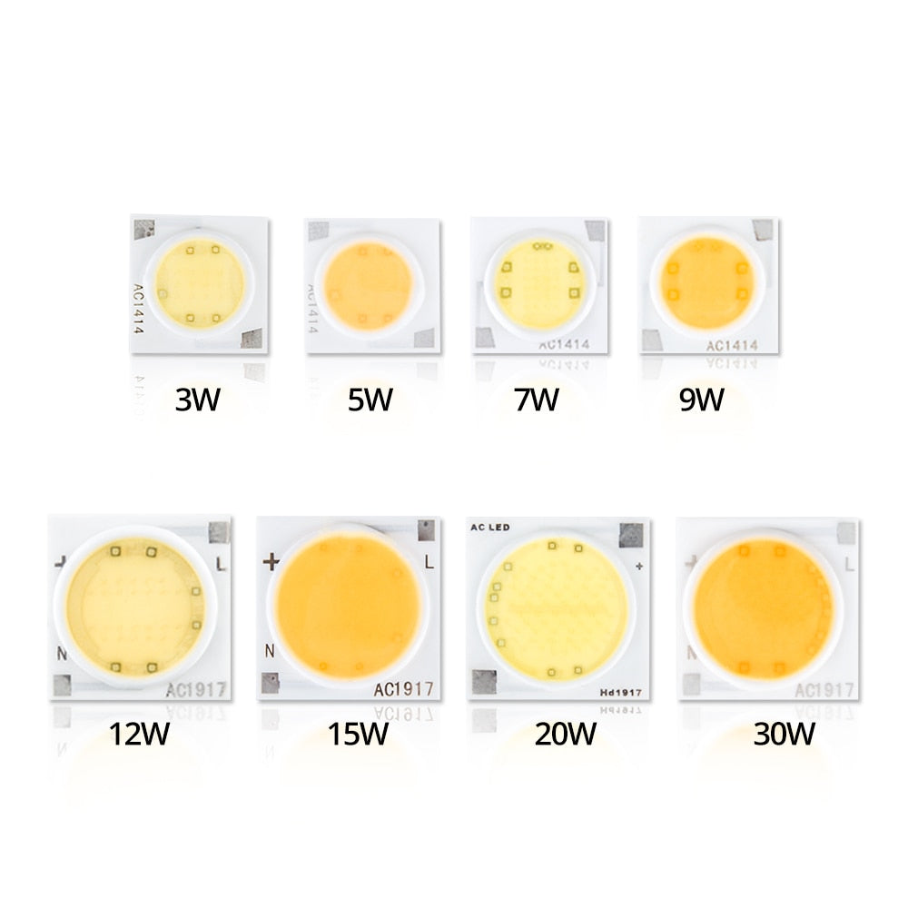 Samrt IC Ceramics LED Chip Lamp 3W 5W 7W 9W 12W 15W 20W 30W 220V COB LED Matrix Diode Array Floodlight Spotlight Downlight Bulb