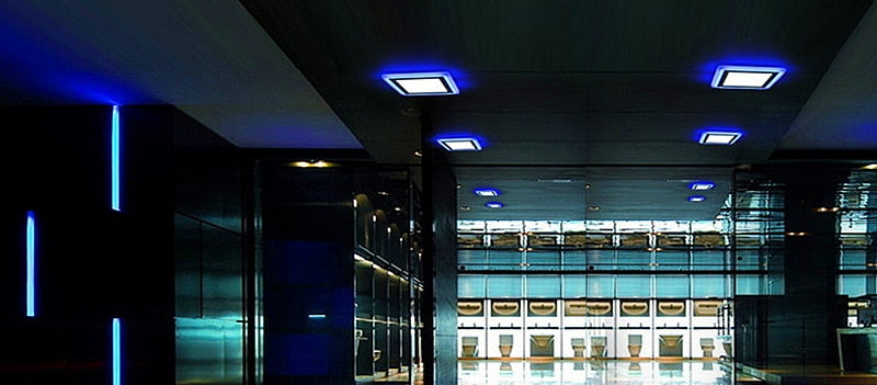 Double Color LED Panel Light Recessed Round/Square Dimmable Downlights 6W 9W 16W White+Blue/RGB Ceiling Spot Lighting AC85-265V