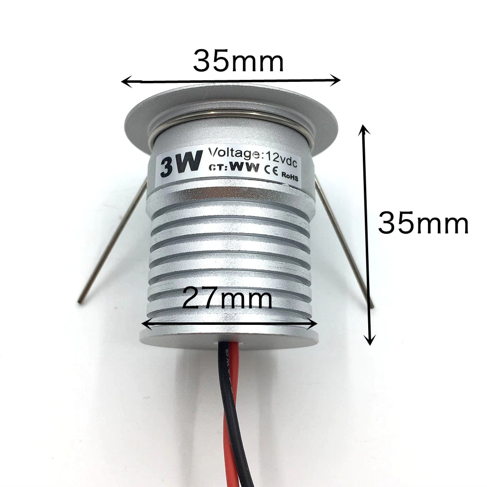 DC12V Mini LED Downlight 3W Indoor Ceiling Spotlight 30mm Recessed Home Bedroom Kitchen Spot Light 24V Showcase Cabinet Lighting