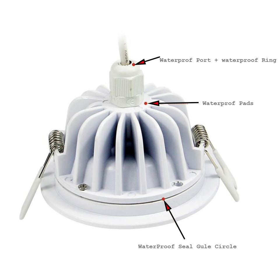 GD 4pcs IP65 LED Downlight 5W 7W 9W 12W 15W Waterproof LED DownLights AC220V 230V 240V Recessed Downlight LED Spot For Bathroom
