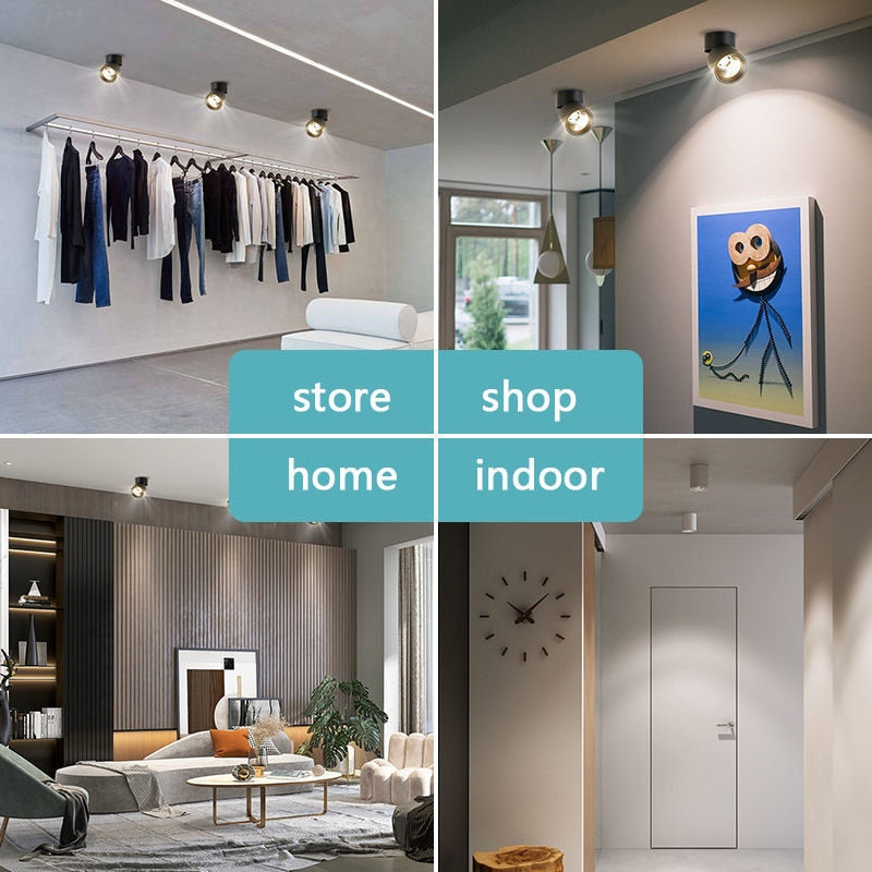 Modern Simple Black and White LED downlight Aluminum small spot led light fixture 10W 20W shop & store home decor ceiling light