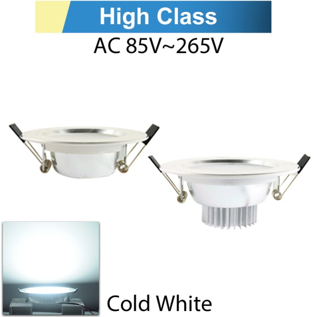 Round LED Downlight 3W 5W 9W 12W 15W 18W Silver White Ultra Thin Aluminum AC110V 220V 240V Round Recessed LED Spot Lighting