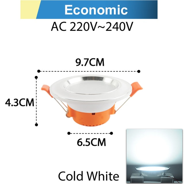 Round LED Downlight 3W 5W 9W 12W 15W 18W Silver White Ultra Thin Aluminum AC110V 220V 240V Round Recessed LED Spot Lighting