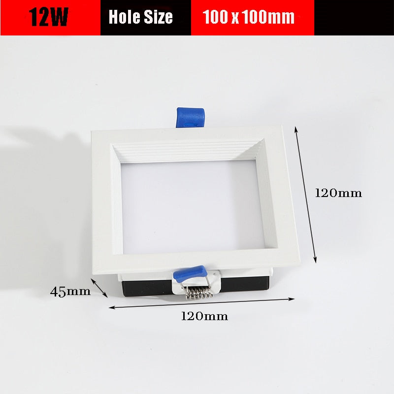Square Dimmable Recessed LED Downlights 12W 18W 24W 30W LED Ceiling Spot Lights AC85~265V LED Panel Lights Indoor Lighting