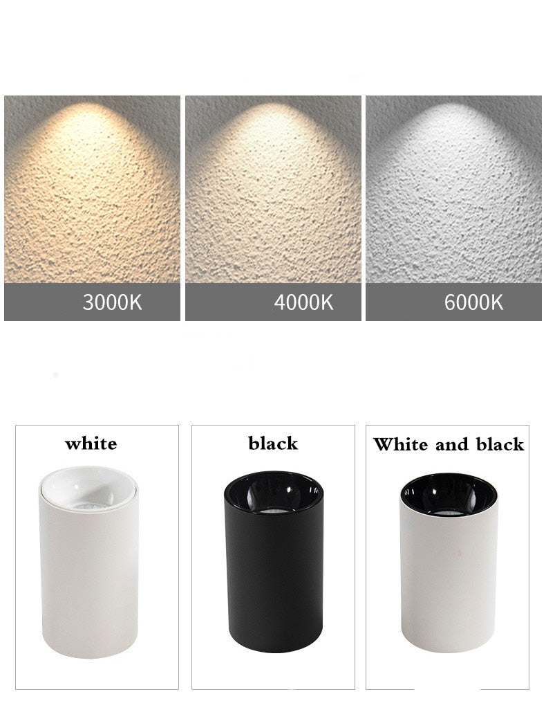 Round Dimmable Surface Mounted LED Downlights 7W 9W 12W 15W COB LED Ceiling Spot Lights AC110-220V LED Lamp Indoor Lighting