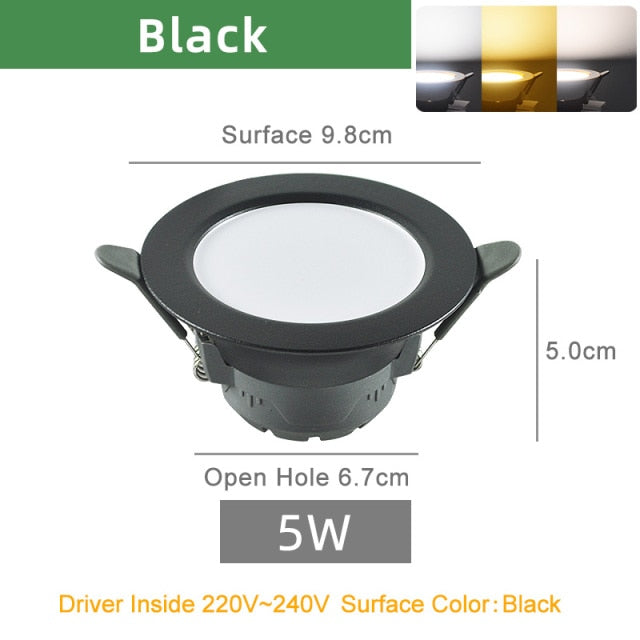 Kaguyahime 1/4pcs LED Downlight LED Spot Light 5W Indoor Round Recessed AC 220V 240V LED Spot Lighting Natural White/Warm/Cold