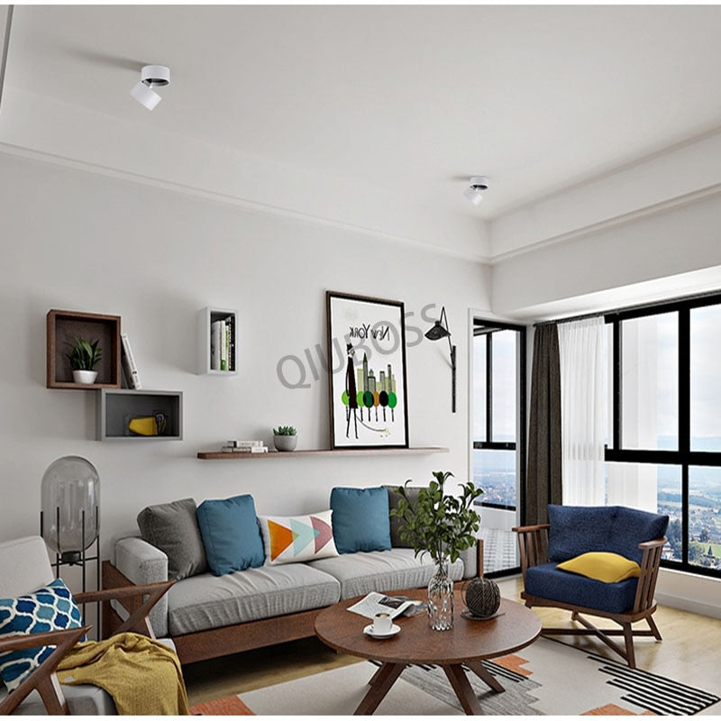 QIUBOSS Dimmable LED Surface Downlights 220V for Livingroom 15W LED Ceiling Spotlights COB Background Lighting Lamp for Bedroom