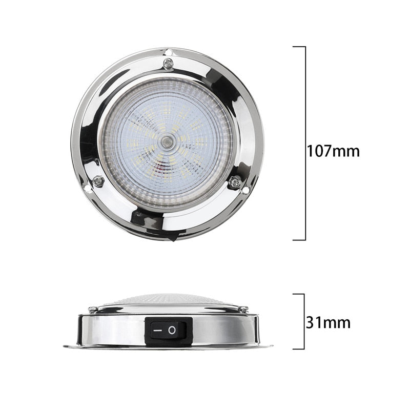 LED 70W 12V Interior LED Ceiling Lamp Reading Round Light with Switch for RV Car Boats Ceiling Dome Light