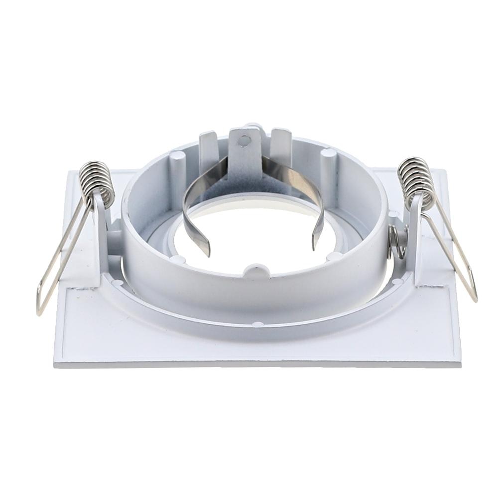 Zinc Alloy Square White/Satin Nickel Recessed LED Ceiling Adjustable Frame MR16 GU10 Bulb Fixture Fitting Downlight Holder