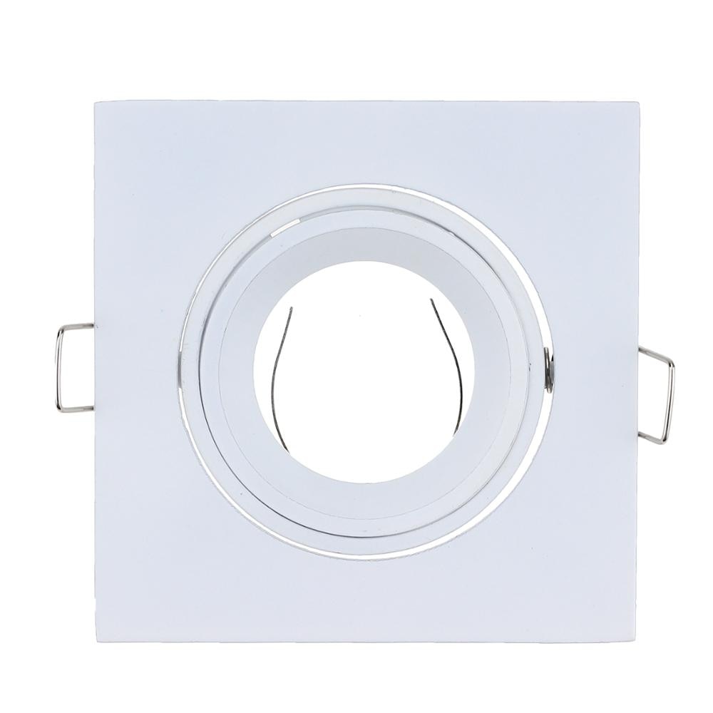 Zinc Alloy Square White/Satin Nickel Recessed LED Ceiling Adjustable Frame MR16 GU10 Bulb Fixture Fitting Downlight Holder