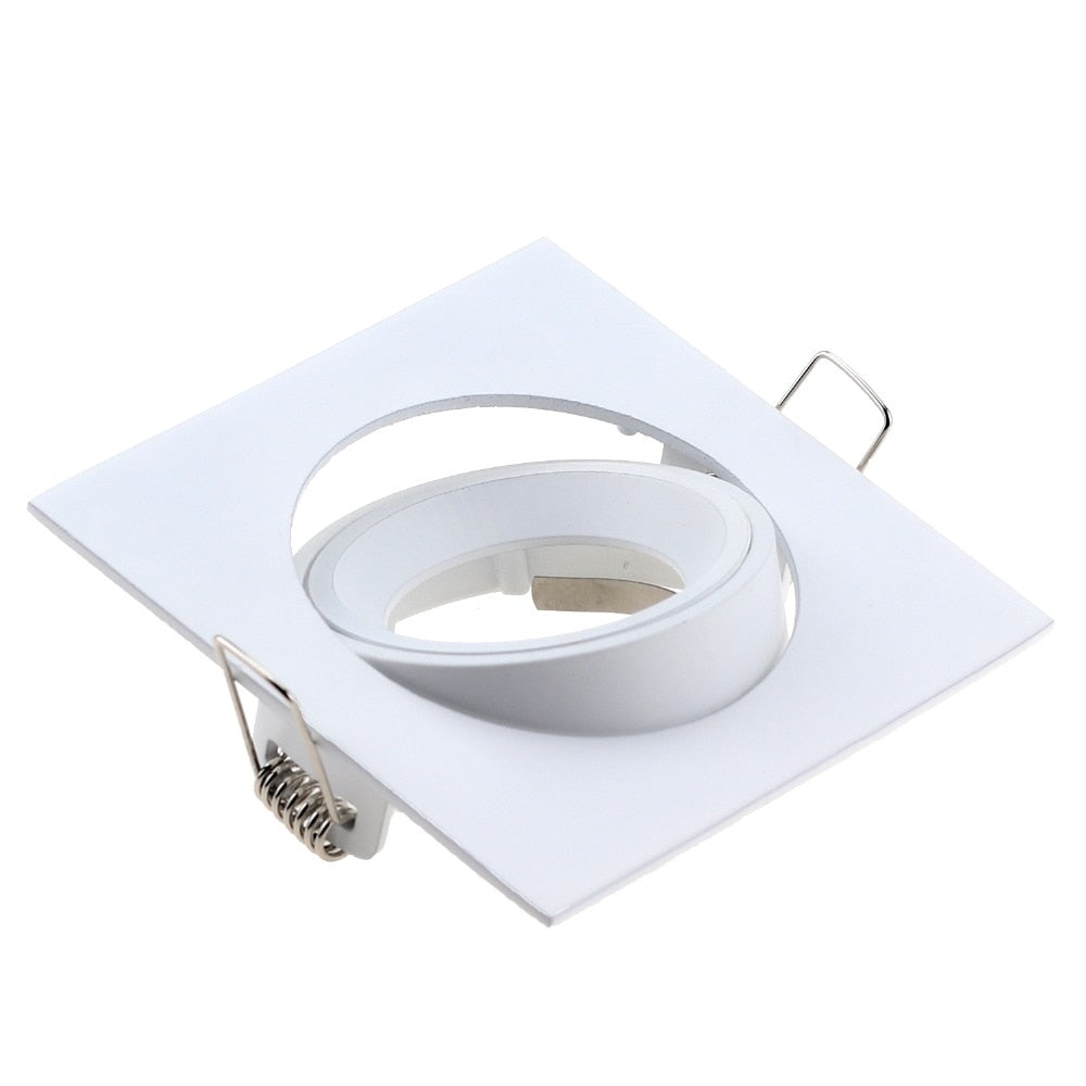 Zinc Alloy Square White/Satin Nickel Recessed LED Ceiling Adjustable Frame MR16 GU10 Bulb Fixture Fitting Downlight Holder