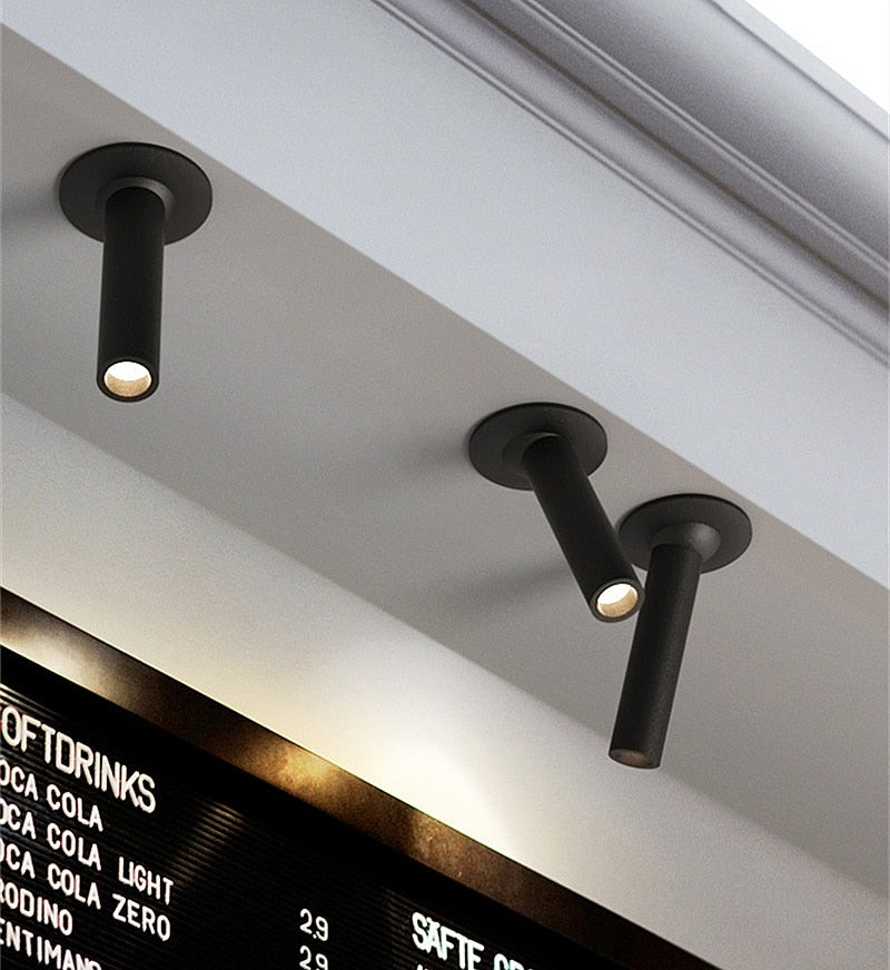 Modern Recessed LED Ceiling Lamp Long Tube 7W COB Dimmable Downlight AC85-265V Rotatable Living Room Aisle Spot Lighting Fixture