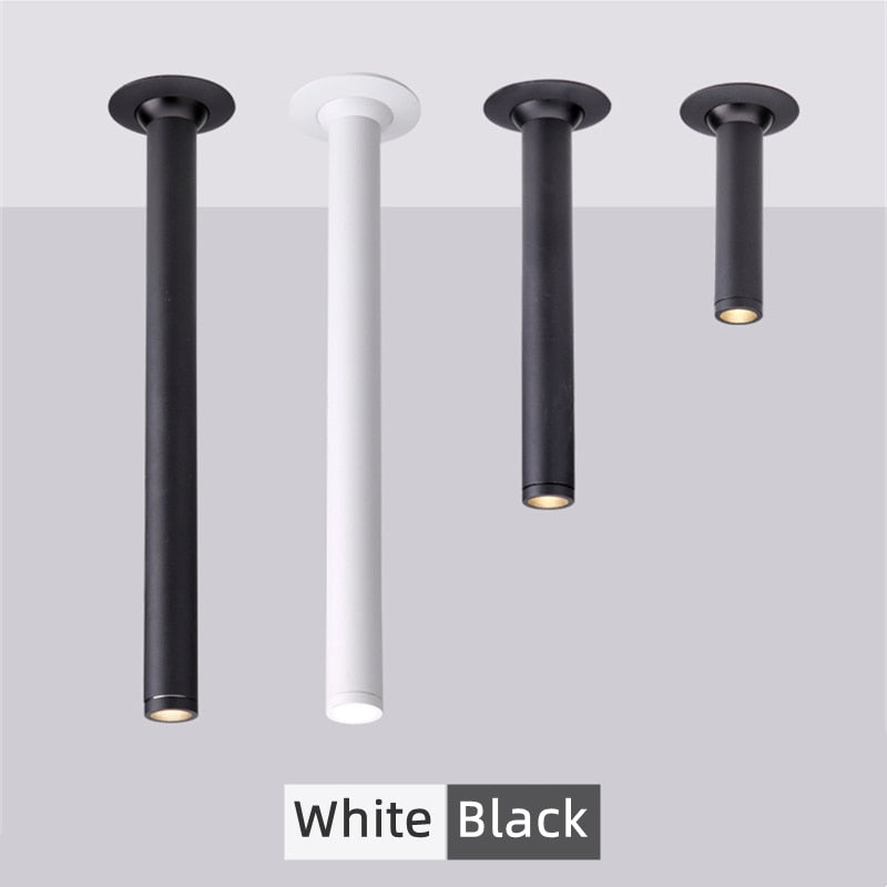 Modern Recessed LED Ceiling Lamp Long Tube 7W COB Dimmable Downlight AC85-265V Rotatable Living Room Aisle Spot Lighting Fixture