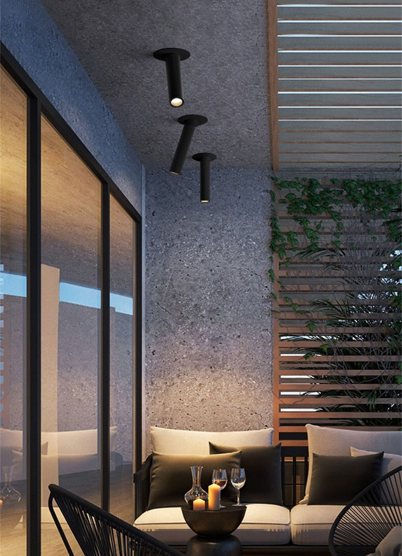 Modern Recessed LED Ceiling Lamp Long Tube 7W COB Dimmable Downlight AC85-265V Rotatable Living Room Aisle Spot Lighting Fixture