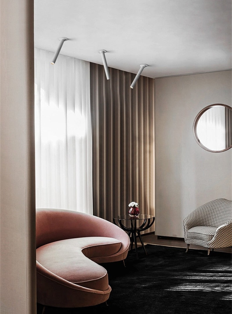 Modern Recessed LED Ceiling Lamp Long Tube 7W COB Dimmable Downlight AC85-265V Rotatable Living Room Aisle Spot Lighting Fixture