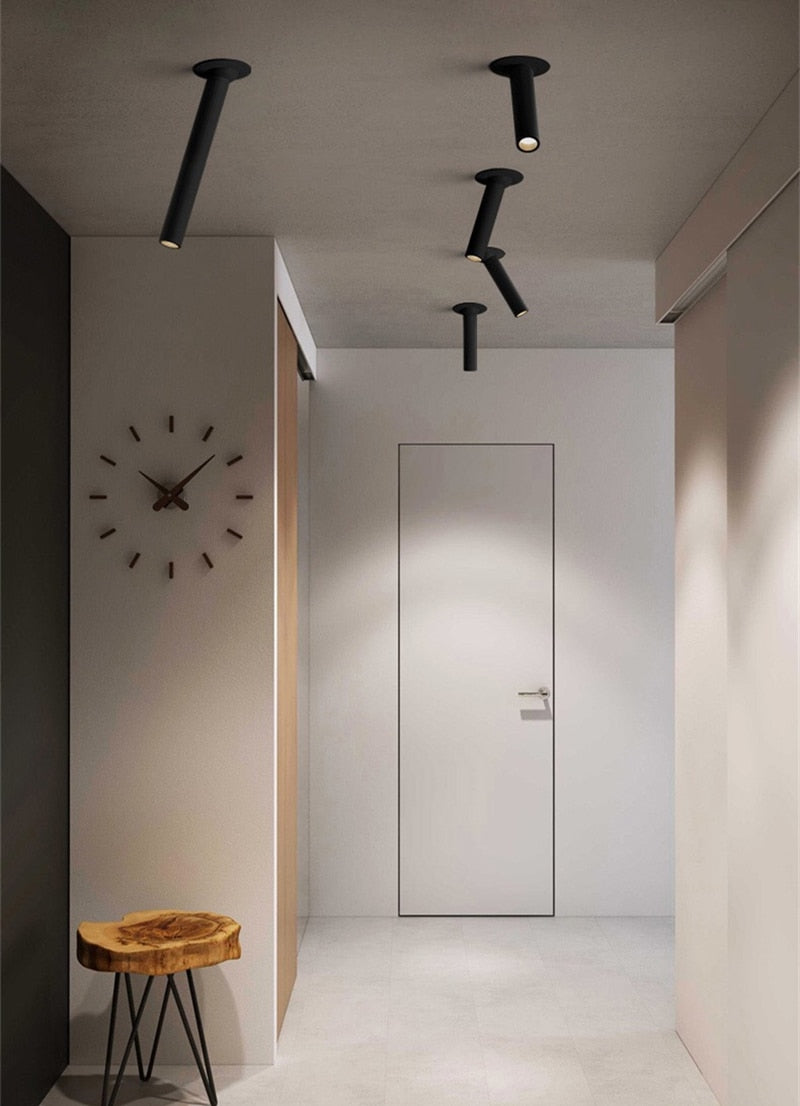 Modern Recessed LED Ceiling Lamp Long Tube 7W COB Dimmable Downlight AC85-265V Rotatable Living Room Aisle Spot Lighting Fixture