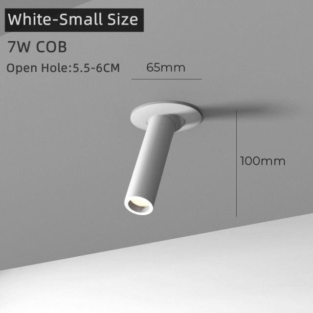 Modern Recessed LED Ceiling Lamp Long Tube 7W COB Dimmable Downlight AC85-265V Rotatable Living Room Aisle Spot Lighting Fixture