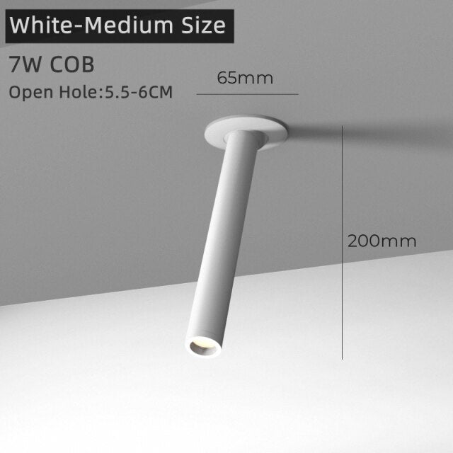 Modern Recessed LED Ceiling Lamp Long Tube 7W COB Dimmable Downlight AC85-265V Rotatable Living Room Aisle Spot Lighting Fixture