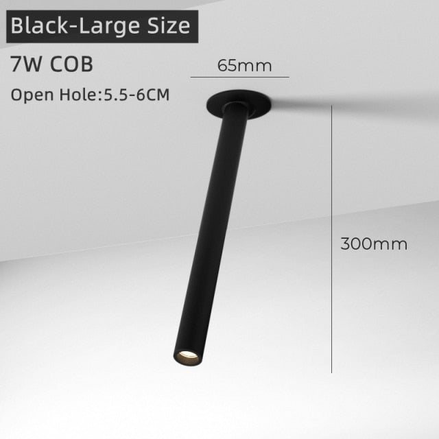 Modern Recessed LED Ceiling Lamp Long Tube 7W COB Dimmable Downlight AC85-265V Rotatable Living Room Aisle Spot Lighting Fixture