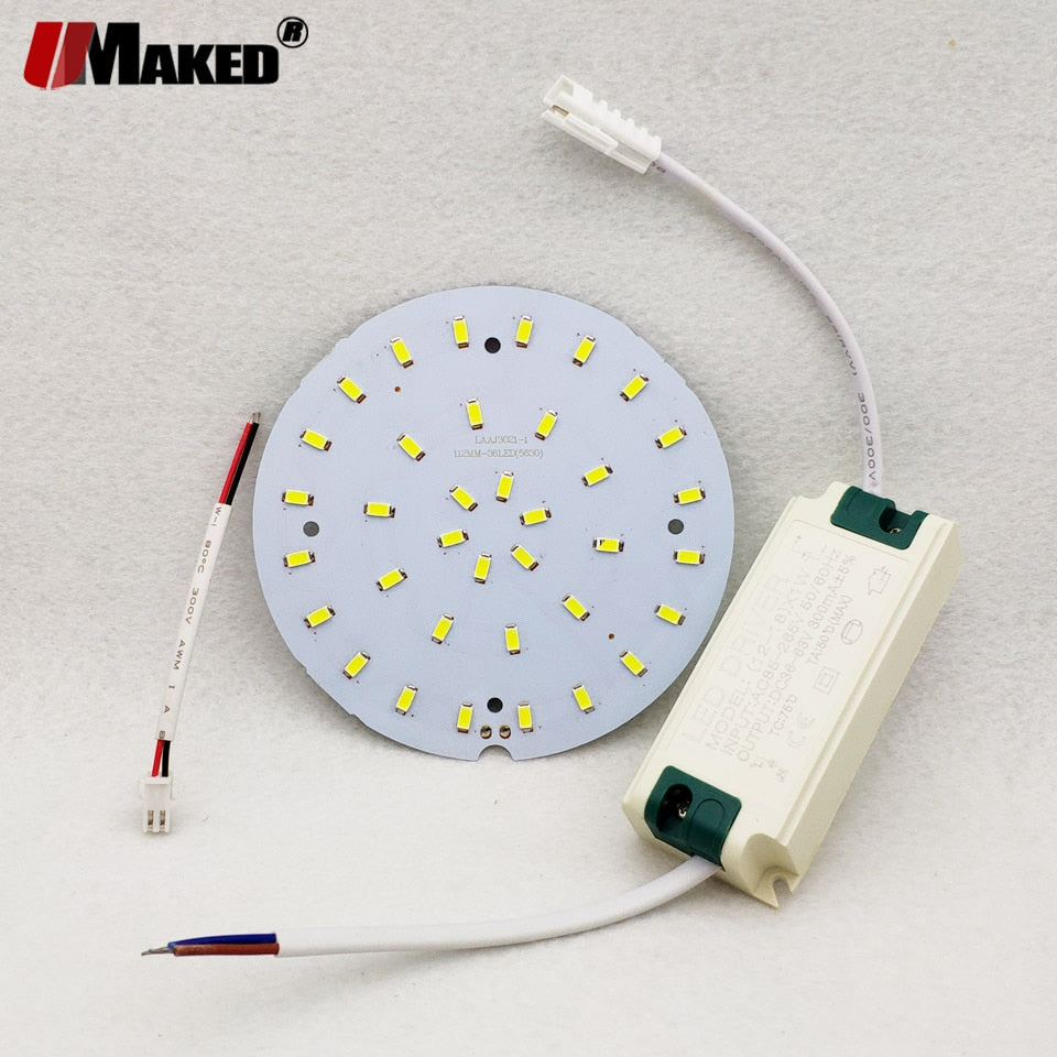 LED PCB+ Driver Kits 1/5sets 12W 18W LED Downlight Aluminum Heatsink SMD5730 110lm/w Round Light Source For Panel Ceiling lamps