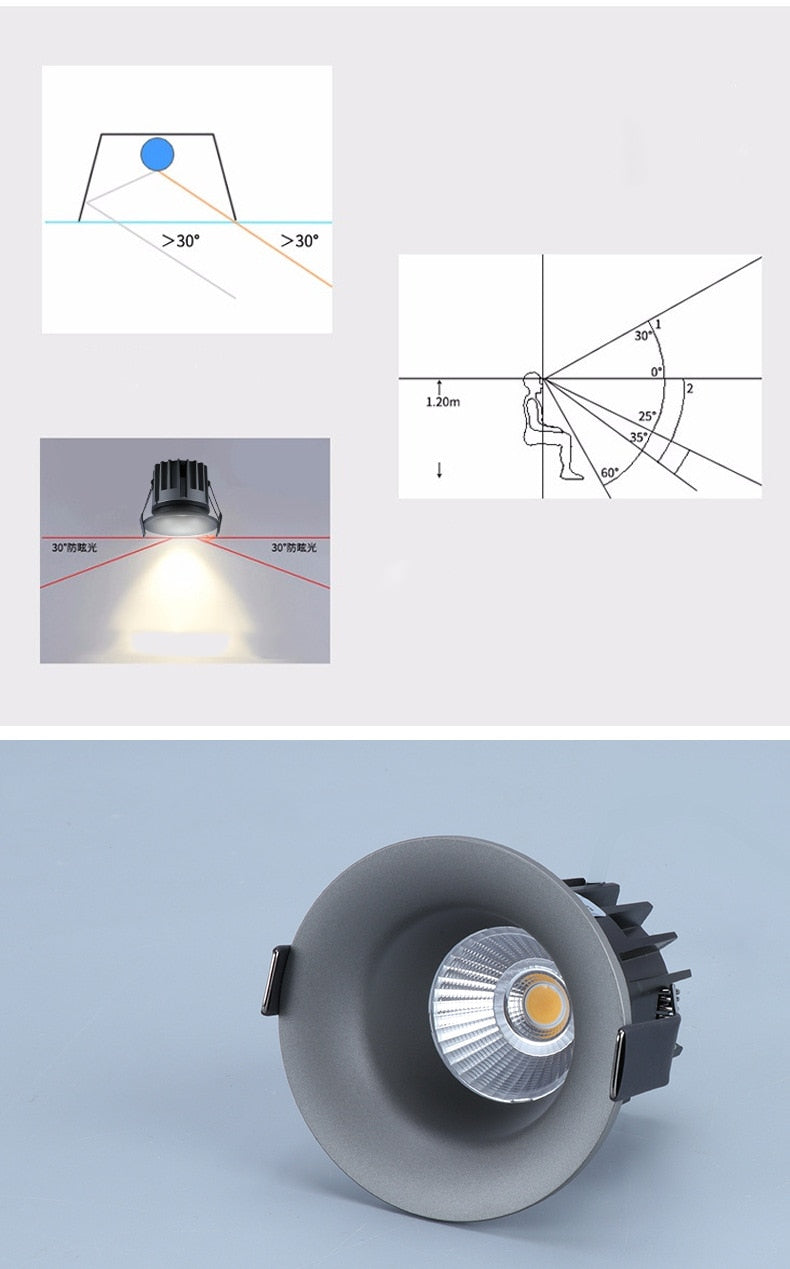 Dimmable recesse round LED downlight lights COB ceiling spot lamp lights 9W 12W 15W 18W LED light indoor lighting led panel light