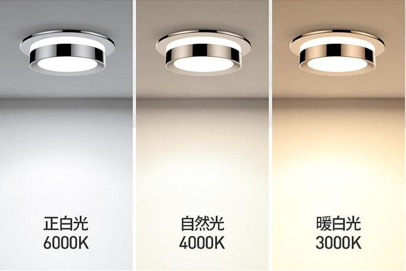 Dimmable Recessed Downlight 5W 7W 9W 12W Round LED Ceiling Spot Light for Home Porch Corridor Aisle Background 3000K 4000K 6000K