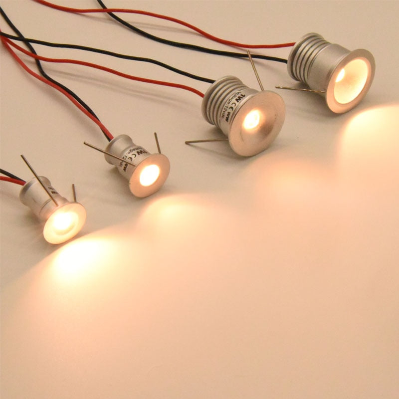 LED Downlight 1W 15mm 25mm 12V Mini Cabinet Stair Kitchen Ceiling Lighting Spot Deck Mirror Lamp DJ Sauna Boat Stage Spot Light