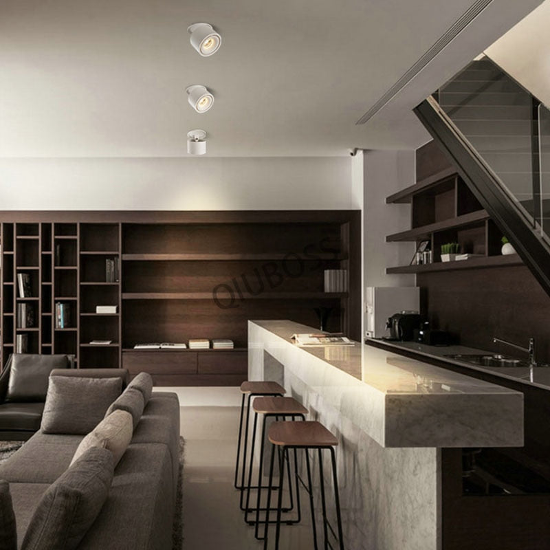 Round Foldable LED Recessed Downlights 5W/7W/9W/12W/15W COB Dimmable LED Ceiling Spotlight Background Lamps for Indoor Lighting