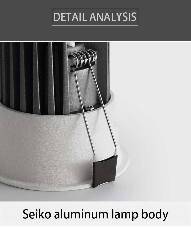 LED Round Recessed Dimmable Downlights 7W/9W/12W/15W COB LED Anti Glare Ceiling Spotlights AC90~260V Background Indoor Lighting