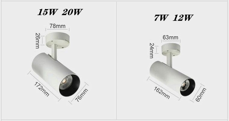 Surface Mounted LED Downlights Foldable 360° Rotatable COB LED Ceiling Spot lights 12W 15W 20W LED Lamps Background Wall Lighting