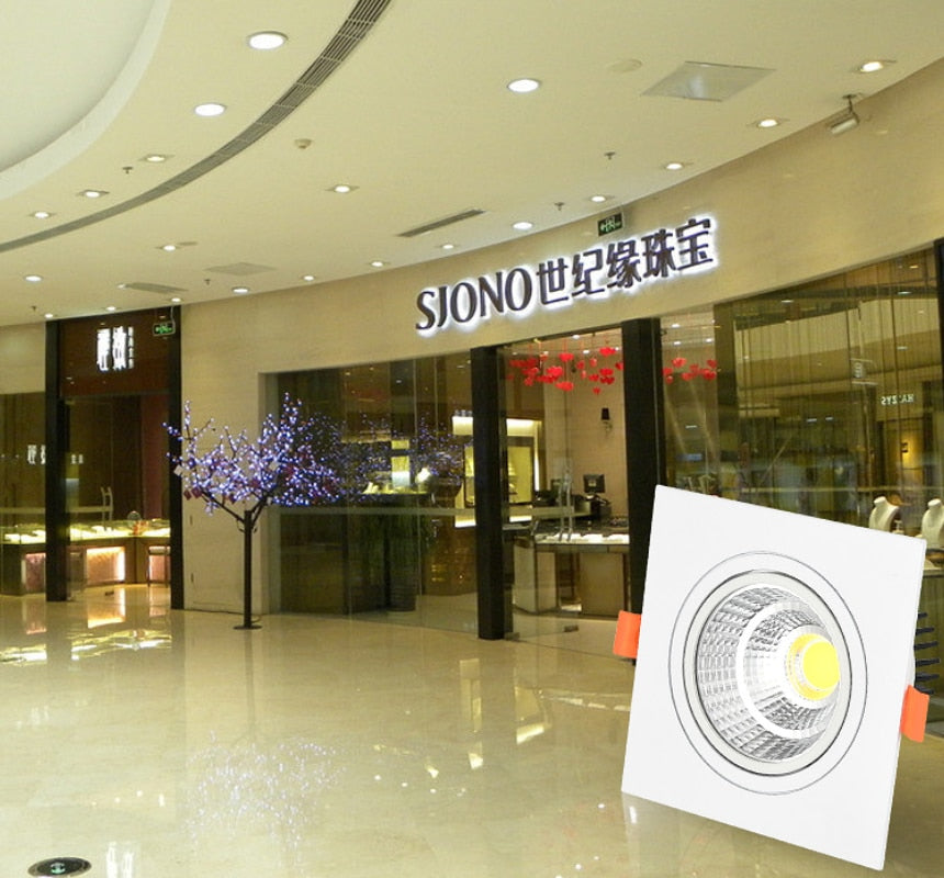 Recessed Square Dimmable LED Downlights 7W 9W 12W 15W 18W COB LED Ceiling Lamp Warm/Cold White LED Spot Lights Indoor Lighting