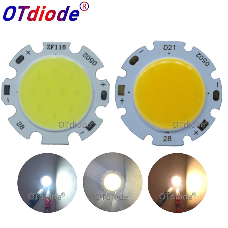 LED COB Chip 28mm 10-100pcs Square Round Lighting Source 3W 5W 7W 10W 12W for Spotlight Downlight Tube Light Ceiling Lamp 300ma