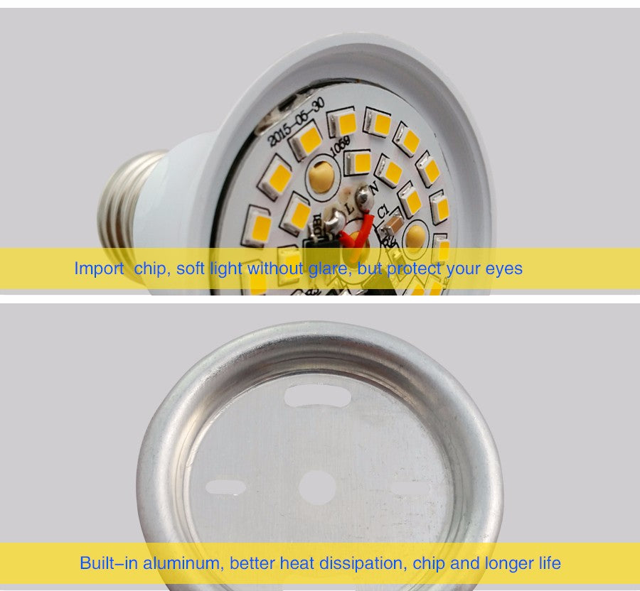 LED lights E27/B22 110v/220v 6pcs/tos aluminum base downlight 6w 9w 12w 15w 18w 21w cold and warm white replacement bulb