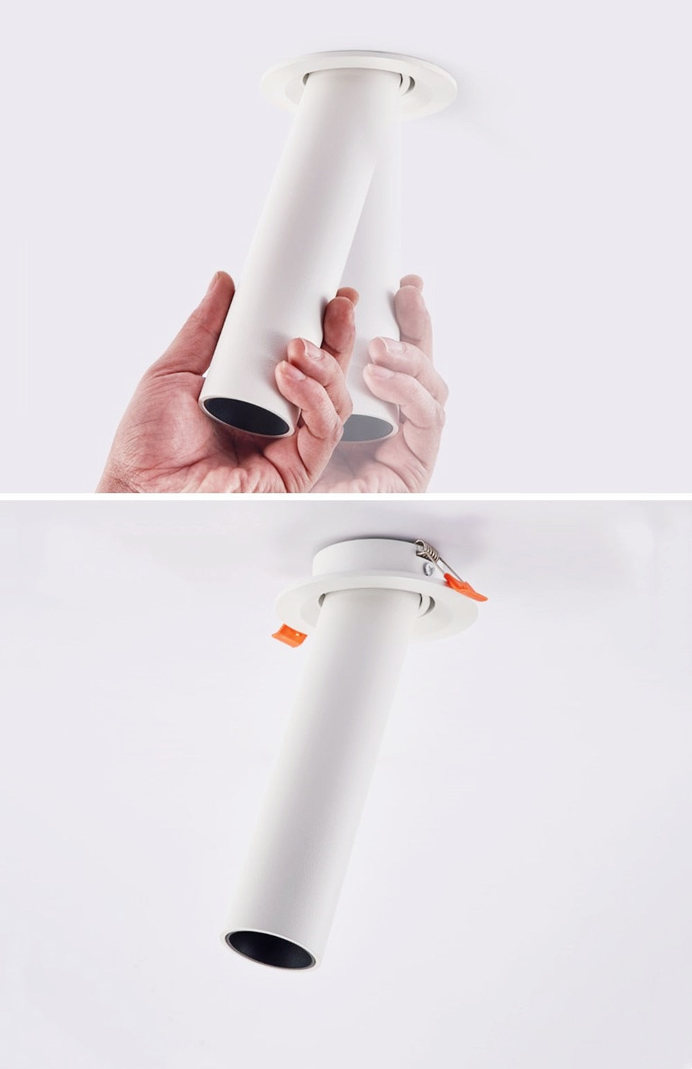 Modern Recessed LED Ceiling Light Long Pipe Tube Angle Adjustable Downlight For Living Room Bedroom Office Spot Lighting Fixture