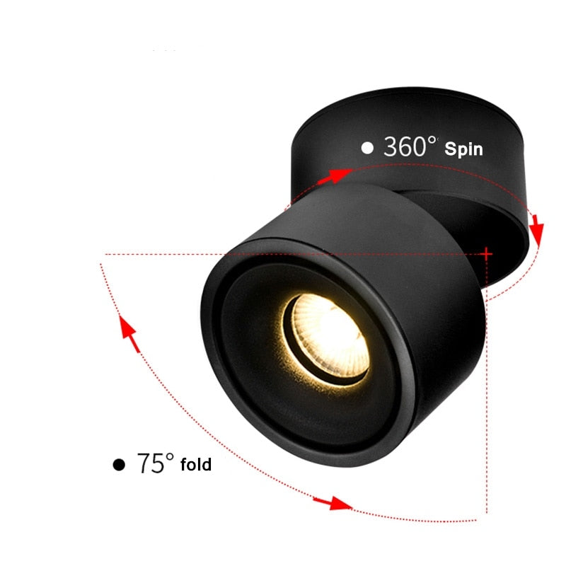 Dimmable folding surface mounted spotlight led living room ceiling ceiling downlight cob adjustable angle clothing store 10W 15W