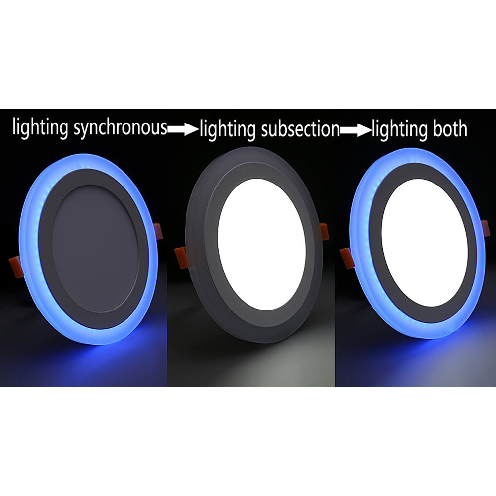 Ultra Slim 6W 9W 16W 24W Round Concealed Dual Color LED Panel Lamp Cool White + Blue/Red/Pink/Green Ceiling Lights Downlight