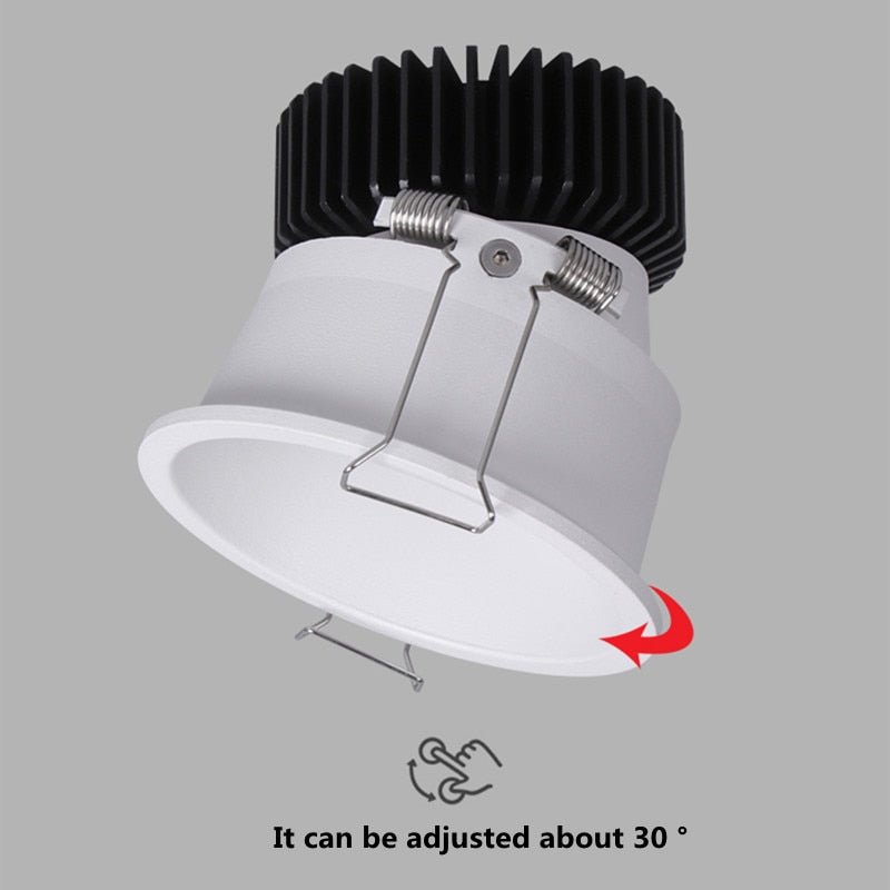 Dimmable LED Recessed Downlight 7W 12W 20W 24W Round COB Spot light AC85-265V Color 3000K 4000K 6000K For Indoor Ceiling Lamp