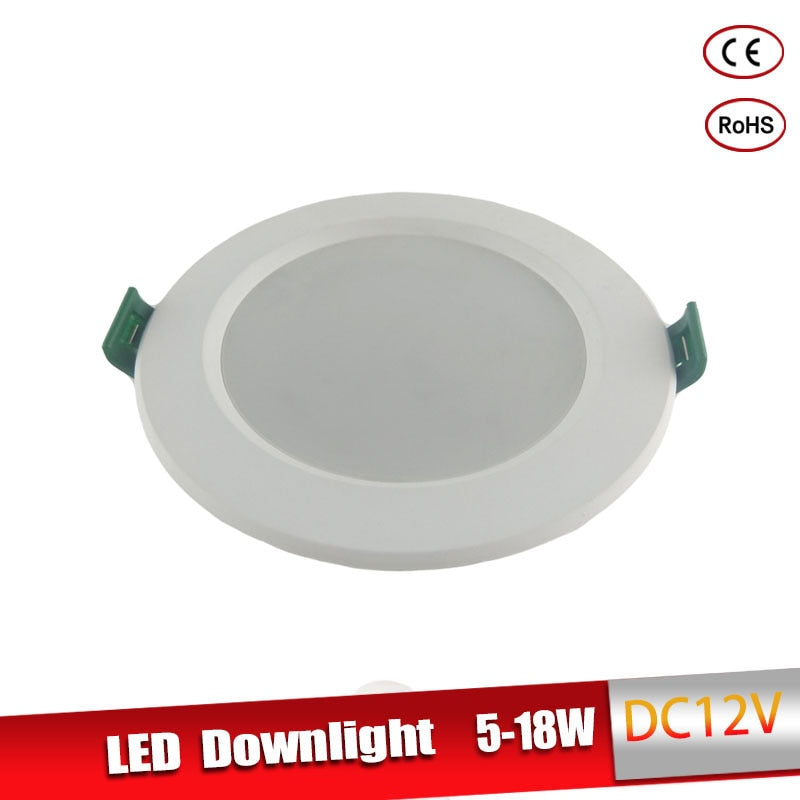 LED Downlight DC 12V 5W 9W 12W 15W 18W Led Recessed Grid Downlight Cold White 6500K Round LED Panel Light