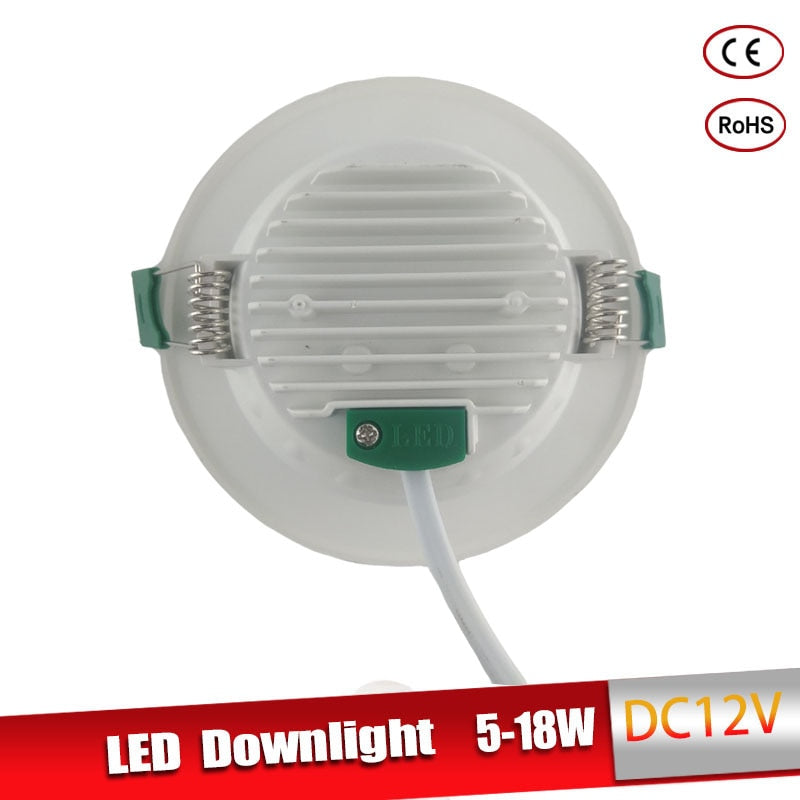 LED Downlight DC 12V 5W 9W 12W 15W 18W Led Recessed Grid Downlight Cold White 6500K Round LED Panel Light