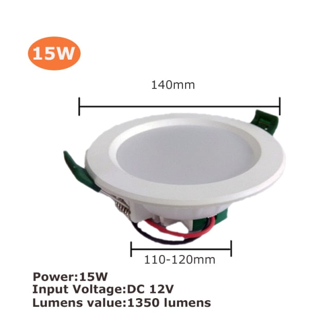 LED Downlight DC 12V 5W 9W 12W 15W 18W Led Recessed Grid Downlight Cold White 6500K Round LED Panel Light