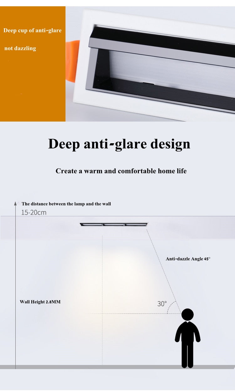 Recessed Square COB Dimmable LED Downlights 10W 20W 30W 40W LED Ceiling Spot Lights AC85V~265V LED Strip Lights Indoor Lighting